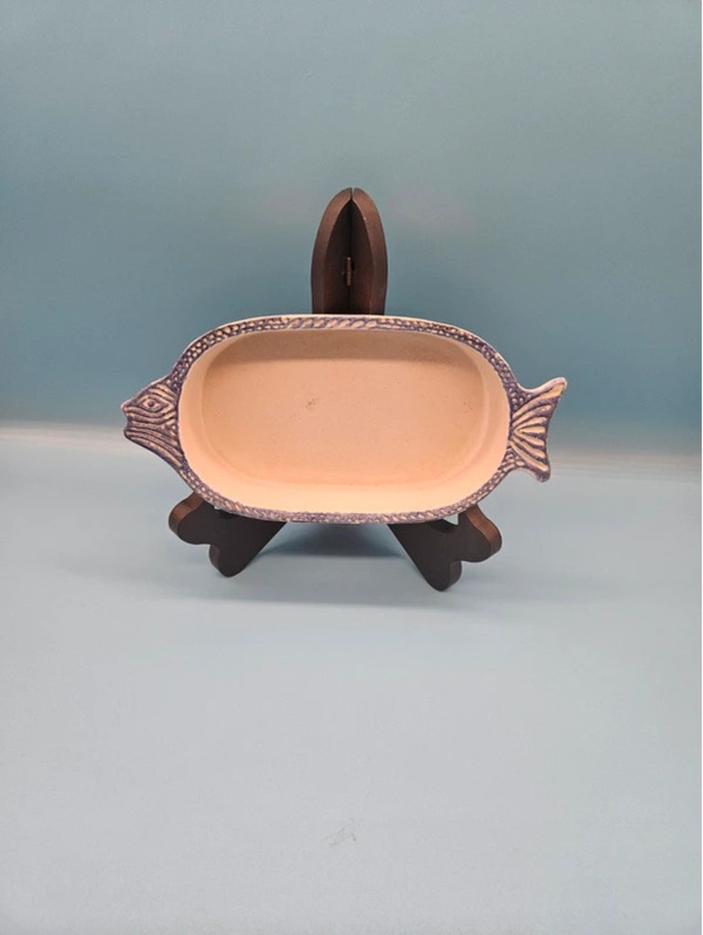 Vintage German Ceramic Fish Shaped Baking Dish  Blue Trim - M 960 0351.0 Germany